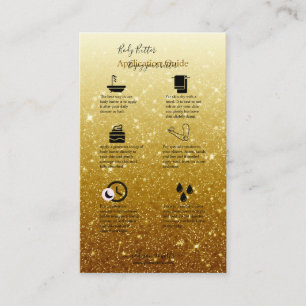 Body Butter Application Guide Gold Glitter Business Card