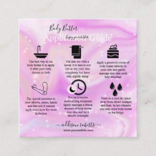 Body Butter Application Guide Modern Glam Square Business Card