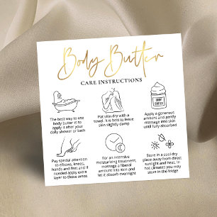 Body Butter Application Guide White & Gold Logo Square Business Card