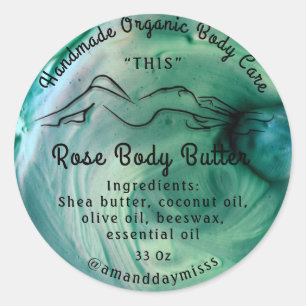 Body Butter Balm Care Packaging Tropical Green Log Classic Round Sticker