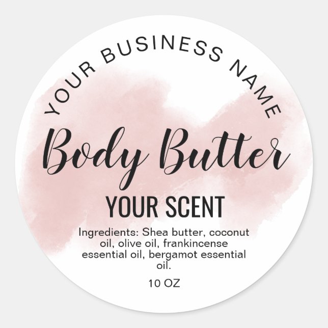 body butter blush pink agate add logo  classic rou round sticker (Front)