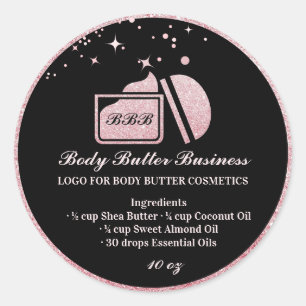 Body Butter Bottle Cosmetic Sparkle pink Classic Round Sticker