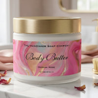 Body Butter Cosmetics Jar Label Pink Marble & Gold