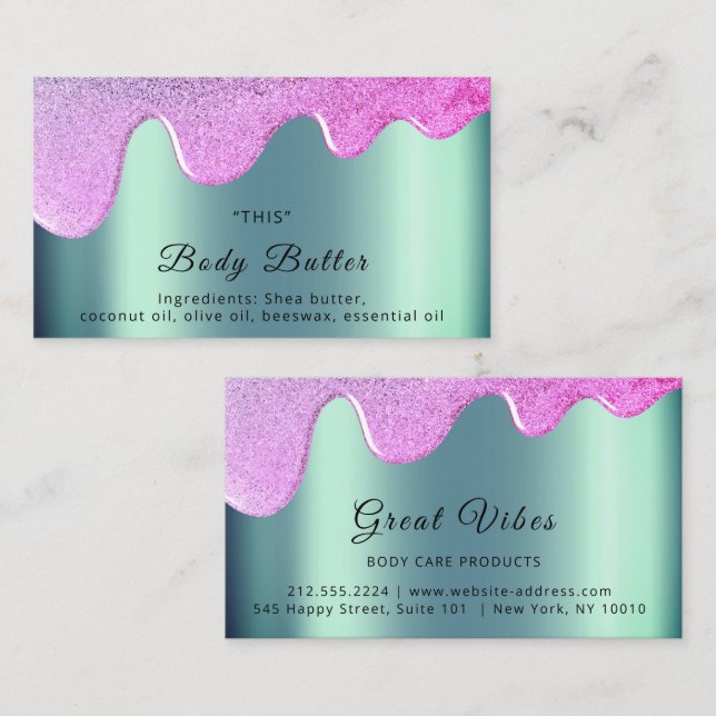 Body Butter Drips Product Packaging Pink Insert (Front/Back)