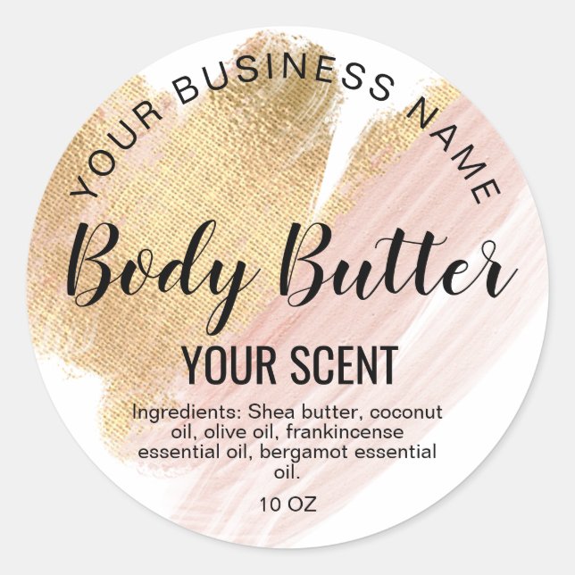 body butter gold blush pink classic round sticker (Front)