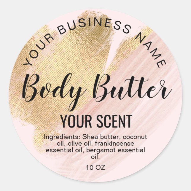body butter gold blush pink classic round sticker (Front)