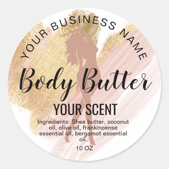 body butter gold blush pink classic round sticker (Front)