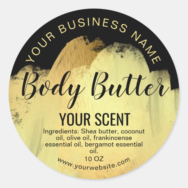 body butter gold foil product label (Front)