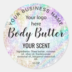 body butter HOLOGRAPHIC add your logo Classic Round Sticker