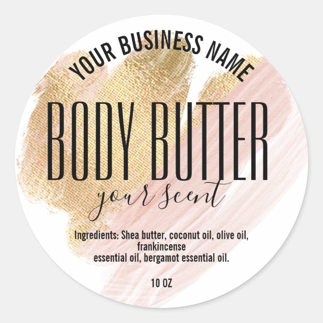 body butter homemade  product label skincare spa (Front)