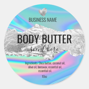 body butter iridescent holograph product label