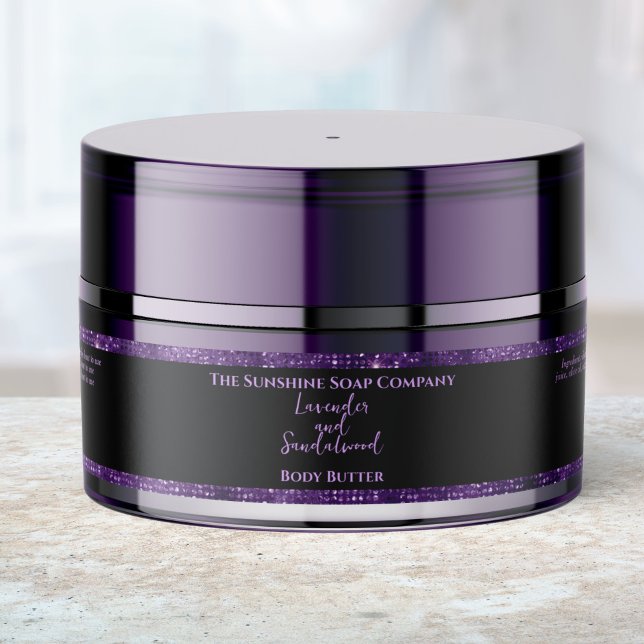 Body Butter Jar Label Black Purple Glitter (Creator Uploaded)