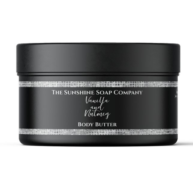 Body Butter Jar Label Black Silver Glitter (Creator Uploaded)