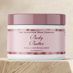 Body Butter Jar Label Pink & Faux Woven Pink Foil