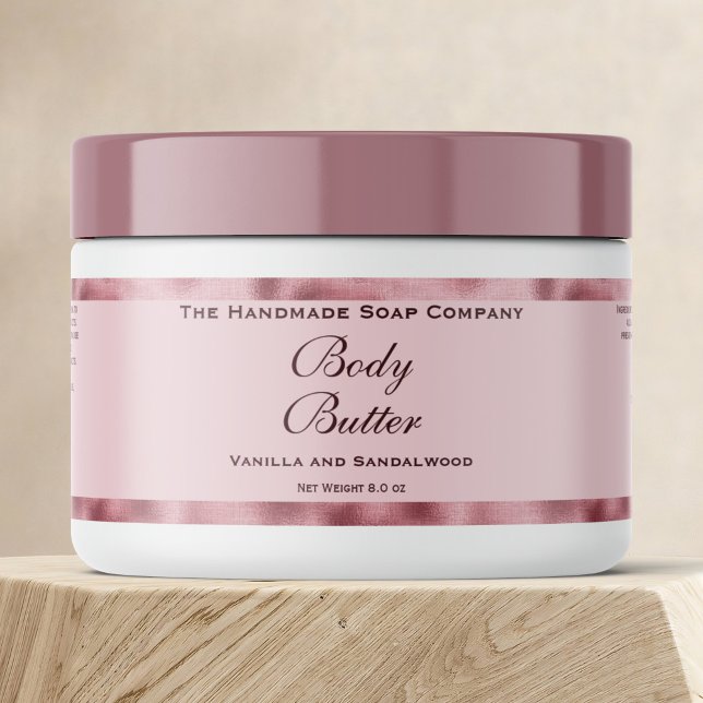 Body Butter Jar Label Pink & Faux Woven Pink Foil (Creator Uploaded)
