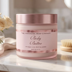 Body Butter Jar Label Pink & Faux Woven Pink Foil