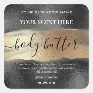 Body Butter Labels Black With Gold Ink
