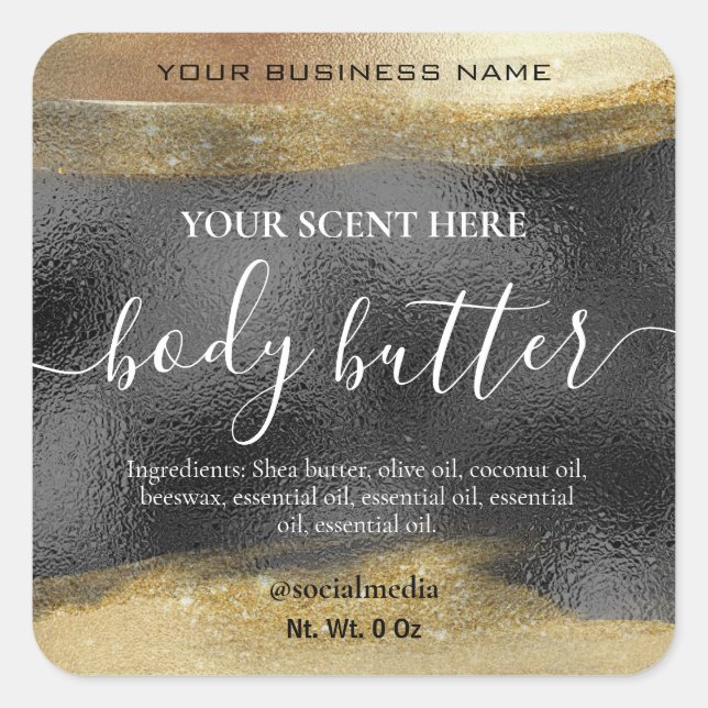 Body Butter Labels Black With Gold Ink (Front)