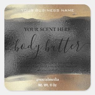 Body Butter Labels Black With Gold Ink