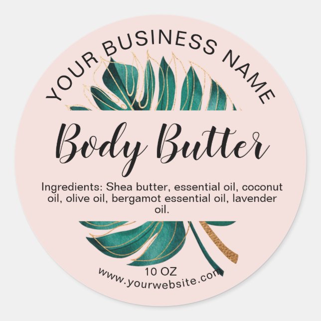body butter monstera leaf tropical product label (Front)