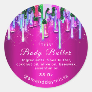 Body Butter Packaging Online Beauty Drip Fuchsia Classic Round Sticker