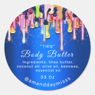 Body Butter Packaging Online Beauty Drip Royal Blu Classic Round Sticker