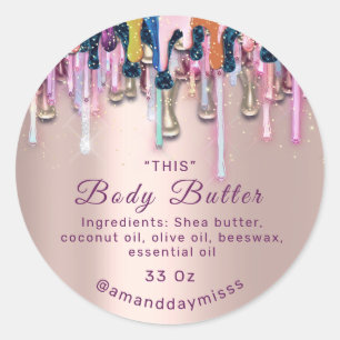 Body Butter Packaging Online Beauty Drips Rose Lux Classic Round Sticker