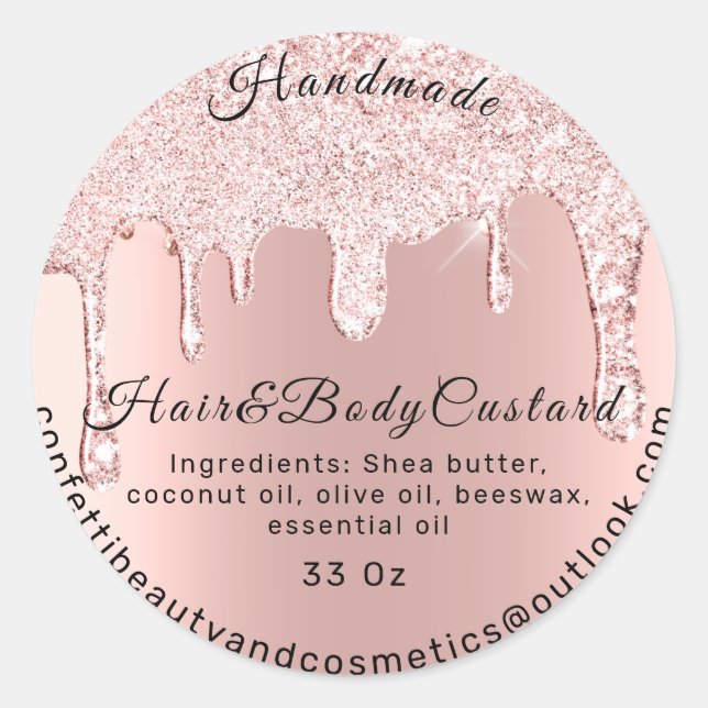 Body Butter Packaging Rose Drips Cosmetics Mail Classic Round Sticker (Front)