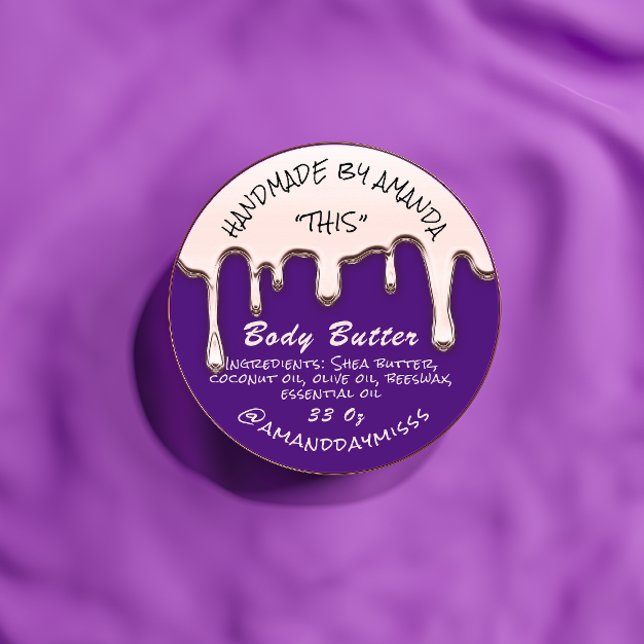 Body Butter Product Packaging Rose Purple Classic Round Sticker (Creator Uploaded)
