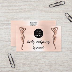 Body Care Sclupting Care Custom Logo QR Code Rose Business Card