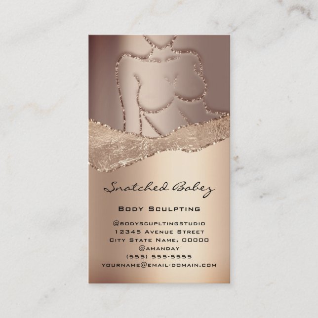 Body Care Sculpting Logo QR Code Rose Glitter Wax Business Card (Front)