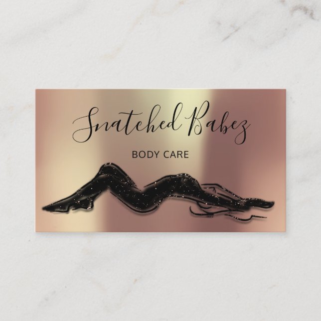 Body Care Sculpting QRCODE Black Rose Copper  Business Card (Front)