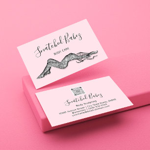 Body Care Sculpting QRCODE Black Silver Grey Business Card