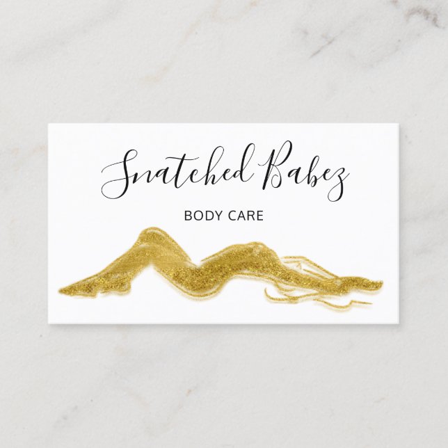 Body Care Sculpting QRCODE Black White Gold  Business Card (Front)