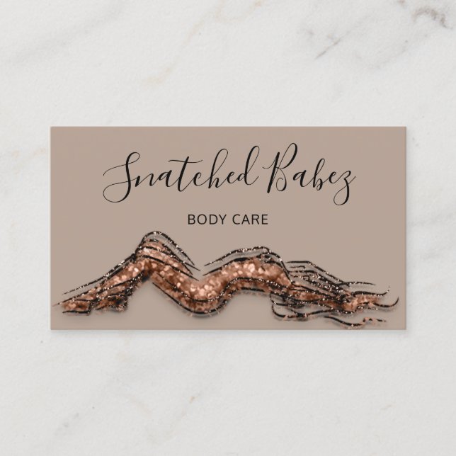 Body Care Sculpting QRCODE Brown Rose Elegant  Business Card (Front)