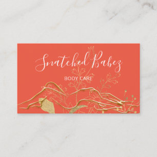 Body Care Sculpting QRCODE Coral Gold Flowers  Business Card