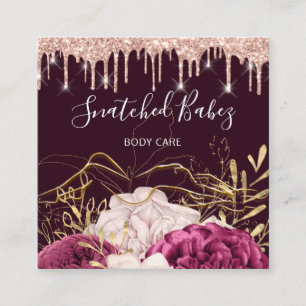 Body Care Sculpting QRCODE Rose Flowers Bordeaux Square Business Card