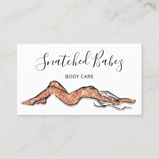 Body Care Sculpting QRCODE Rose Glitter Copper Business Card (Front)