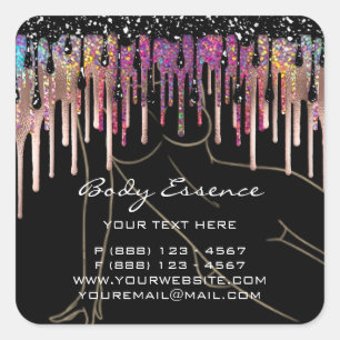 Body Care Shaping Soap Balm Cosmetic Glitter Drips Square Sticker
