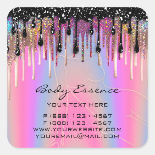Body Care Soap Balm Cosmetic Shop Pink Holograph  Square Sticker