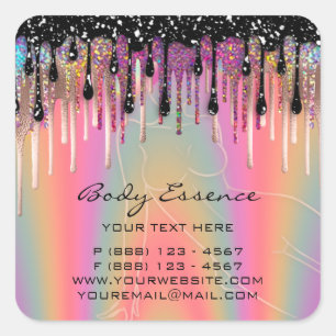 Body Care Soap Balm Cosmetic Shop Rose Holograph Square Sticker