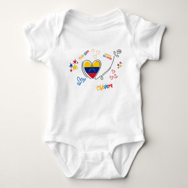 Body for Baby Venezuela - Heart with Flag Baby Bodysuit (Front)