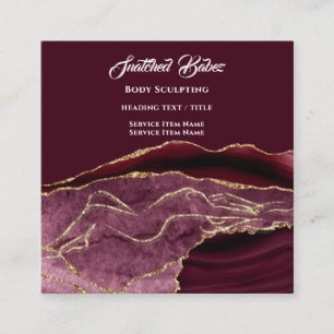 Body Logo Massage Sculpting Gold Glitter QRCODE  Square Business Card