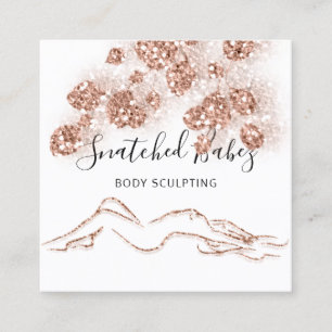 Body Logo Massage Sculpting QRCODE Rose Floral Square Business Card