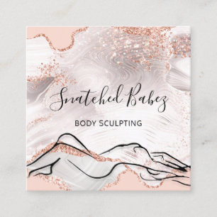 Body Logo Massage Sculpting SPA Marble QRCODE  Square Business Card