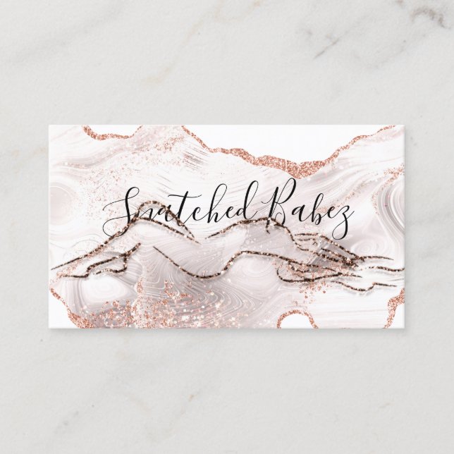 Body Logo Sculpting QRCODE Marble Copper Glitter Business Card (Front)