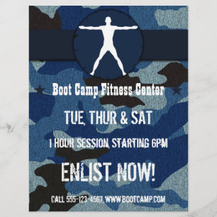 Body Madness Blue Cloth Camo Boot Camp Flyers