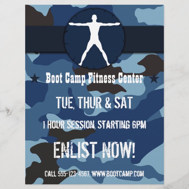 Body Madness Dark Blue Camo Boot Camp Flyers (Front)