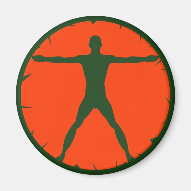 Body Madness Fitness Green Orange Round Magnet (Front)