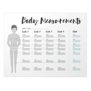 Body Measurements Tracker for Men, 4 Weeks Goal Notepad